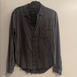 Rails Washed Black Denim Casual Button Down Shirt